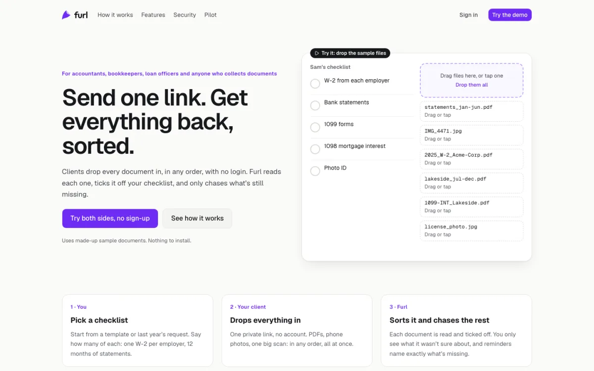 Furl’s home page: send one link, get everything back, sorted