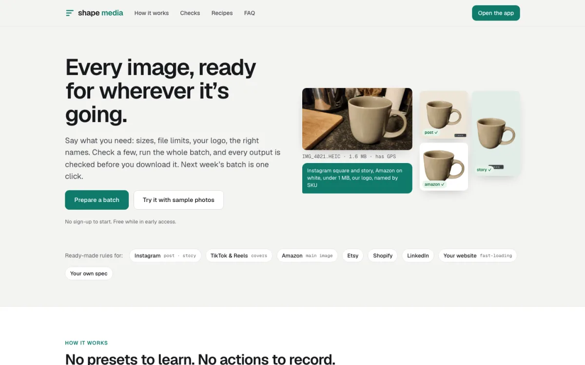 Shape Media’s home page: every image, ready for wherever it’s going